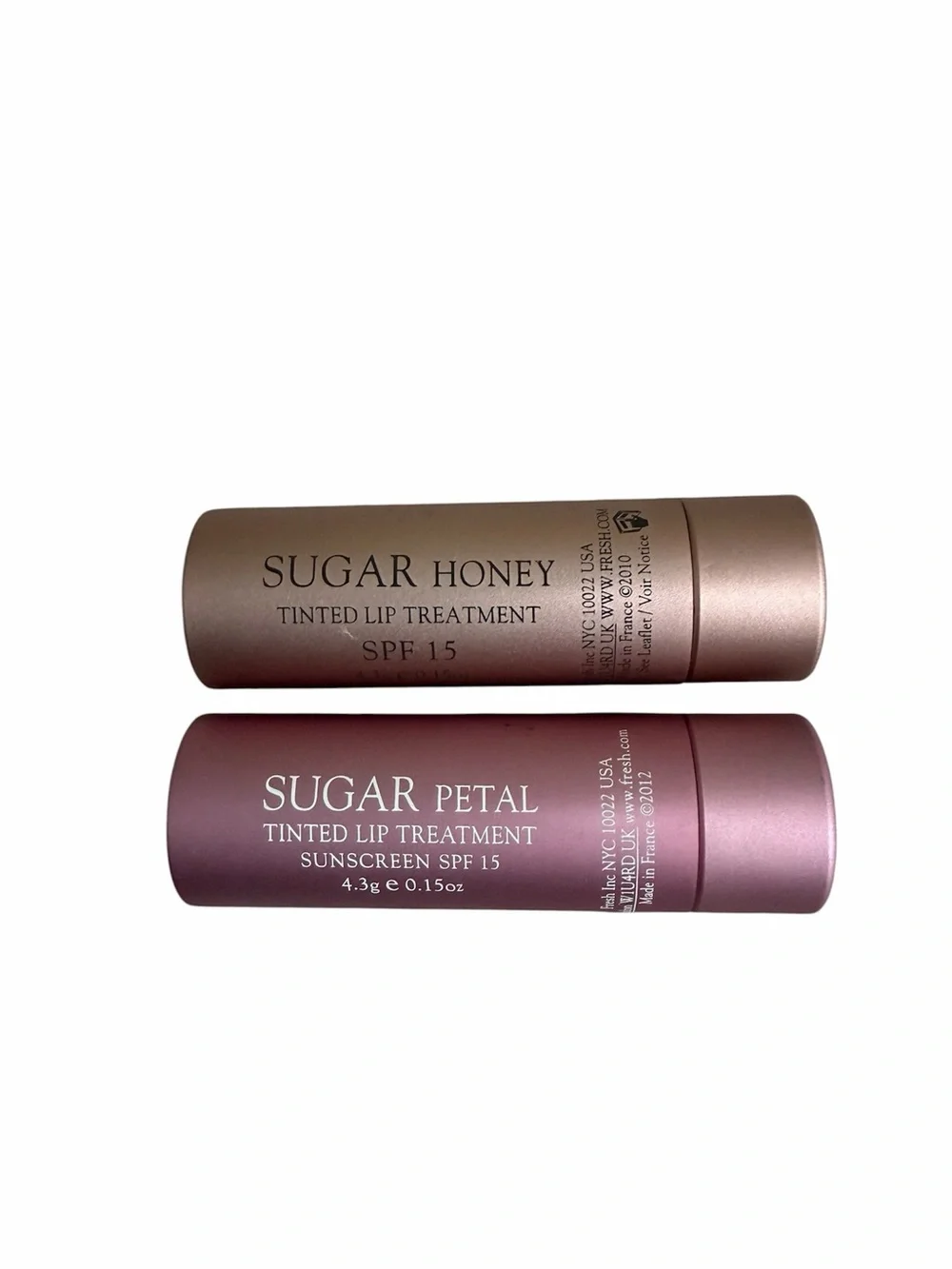 Fresh New Set of 2 Sugar Honey and Sugar Petal Tinted Lip Balms Bundle Full Size